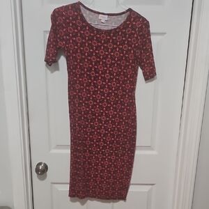 LuLaRoe Red and Orange Floral Midi Dress